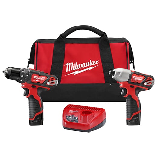 Milwaukee® M12™ 2497-22 2-Tool Cordless Combination Kit, Tools: Hammer Drill/Driver, Impact Driver and Reciprocating Saw, 12 VDC, 1.5 Ah Lithium-Ion, Keyed Blade
